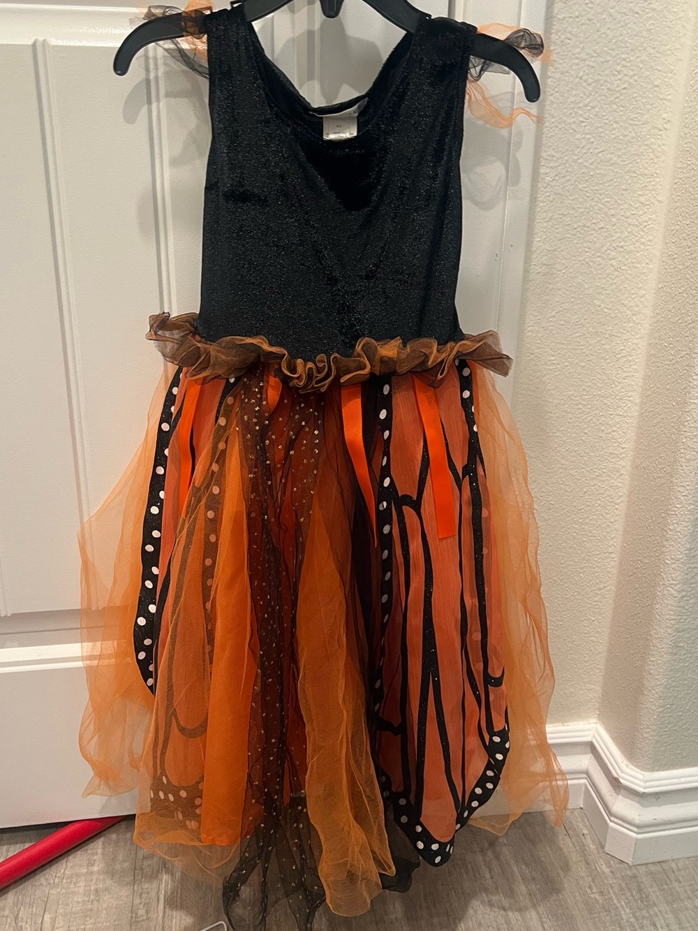 Girls butterfly Black / Orange Halloween Tulle Costume Dress NEW